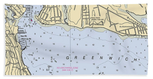 Apponaug-rhode Island Nautical Chart - Beach Towel
