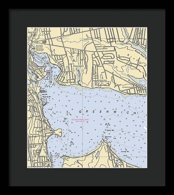 Apponaug-rhode Island Nautical Chart - Framed Print