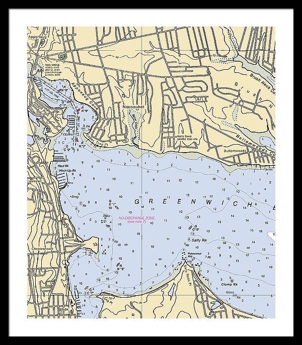 Apponaug-rhode Island Nautical Chart - Framed Print