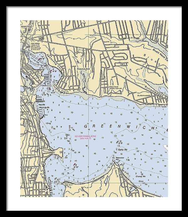 Apponaug-rhode Island Nautical Chart - Framed Print