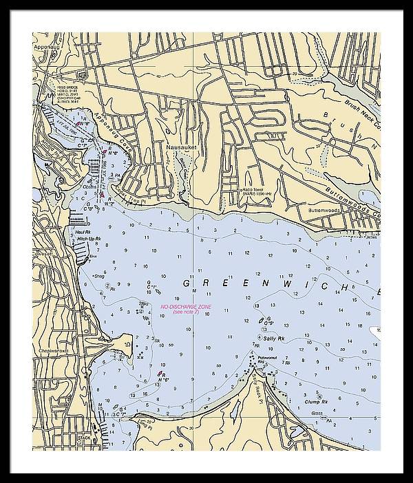 Apponaug-rhode Island Nautical Chart - Framed Print