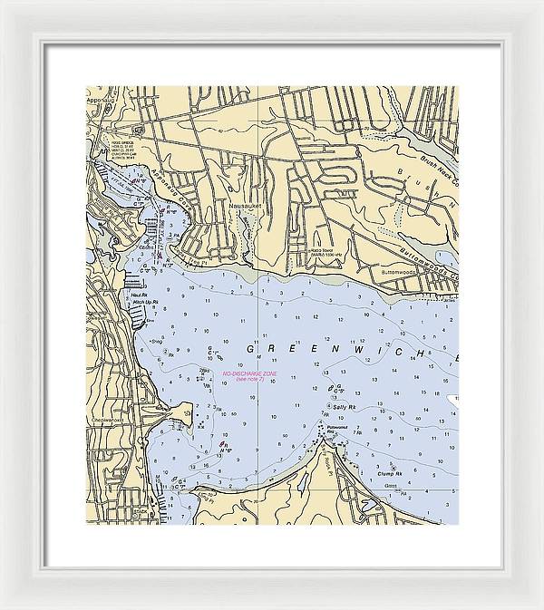 Apponaug-rhode Island Nautical Chart - Framed Print