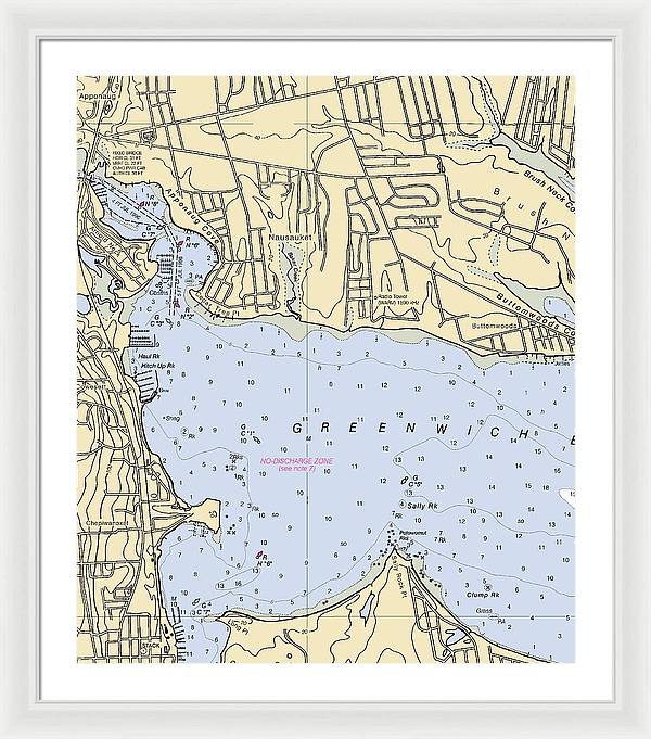 Apponaug-rhode Island Nautical Chart - Framed Print