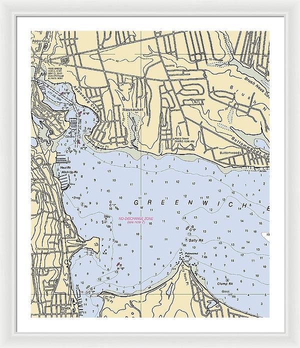 Apponaug-rhode Island Nautical Chart - Framed Print