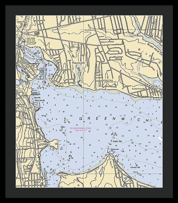 Apponaug-rhode Island Nautical Chart - Framed Print