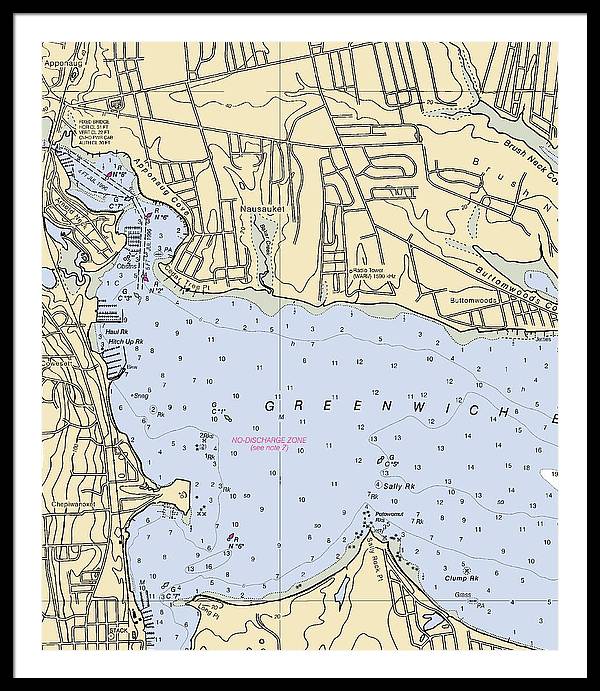 Apponaug-rhode Island Nautical Chart - Framed Print