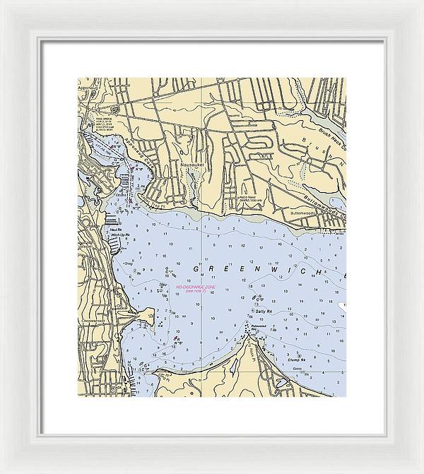 Apponaug-rhode Island Nautical Chart - Framed Print