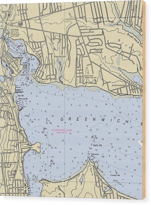 Apponaug-Rhode Island Nautical Chart Wood Print