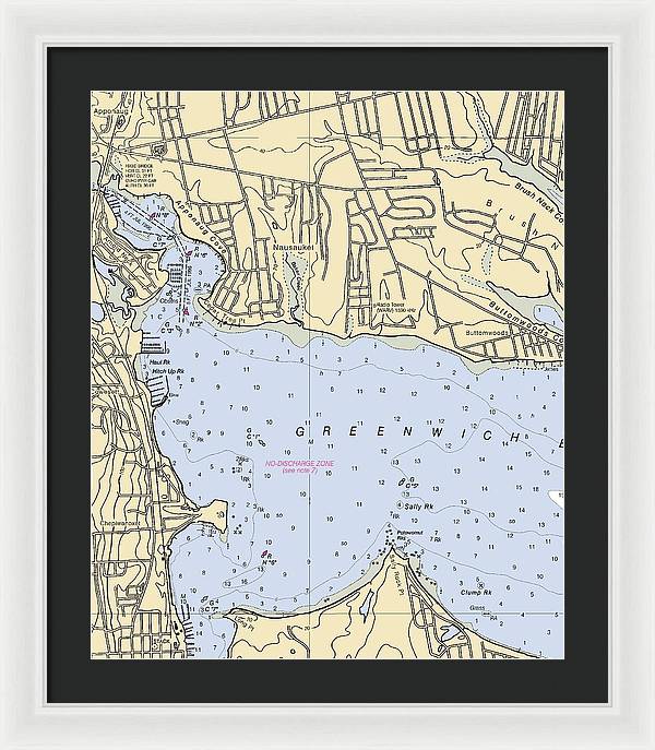 Apponaug-rhode Island Nautical Chart - Framed Print