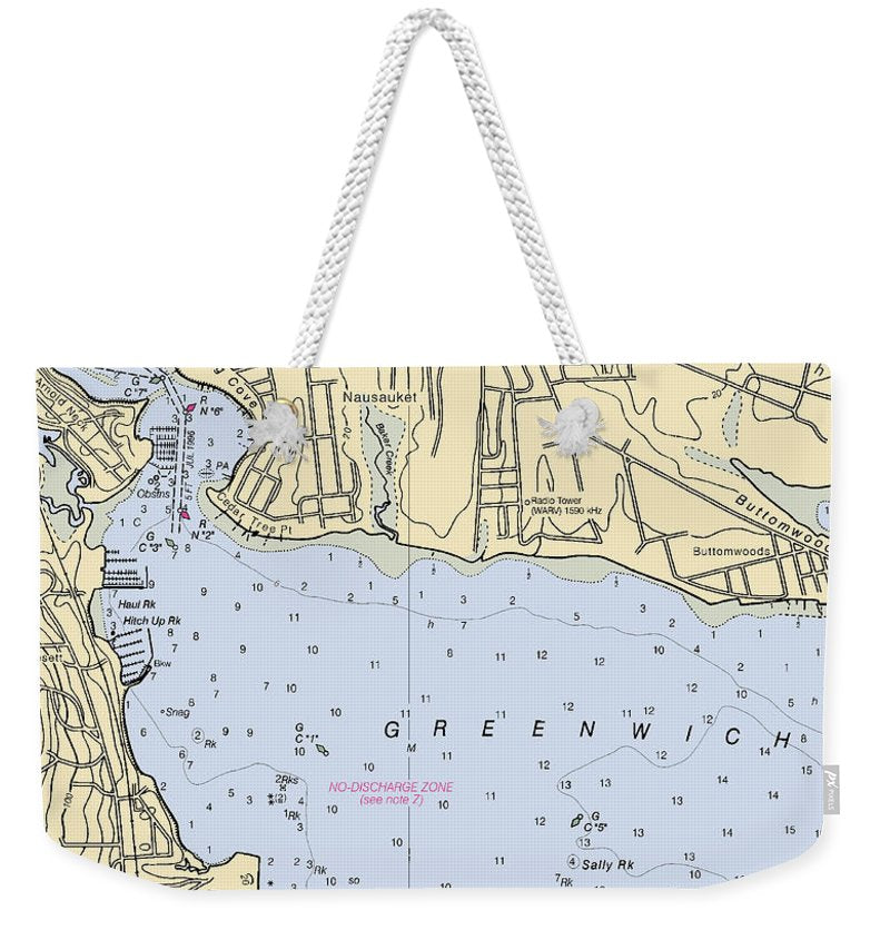 Apponaug-rhode Island Nautical Chart - Weekender Tote Bag