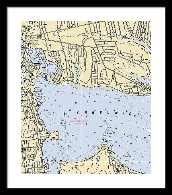 Apponaug-rhode Island Nautical Chart - Framed Print