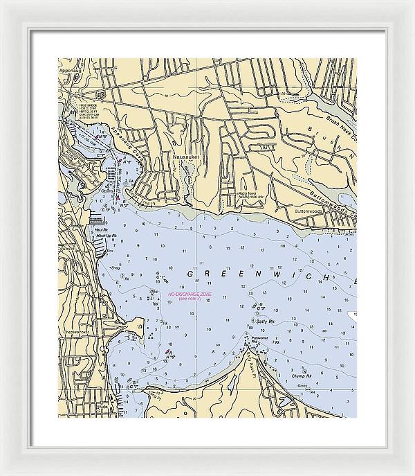 Apponaug-rhode Island Nautical Chart - Framed Print