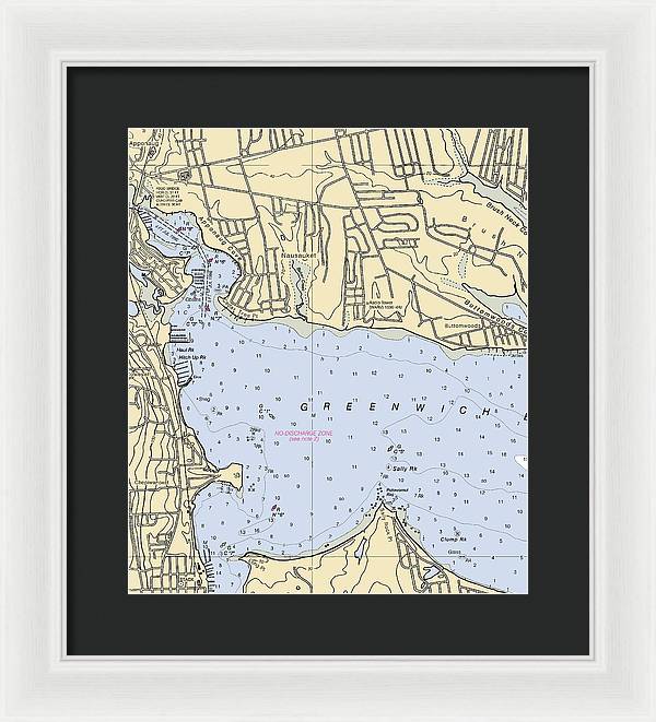 Apponaug-rhode Island Nautical Chart - Framed Print