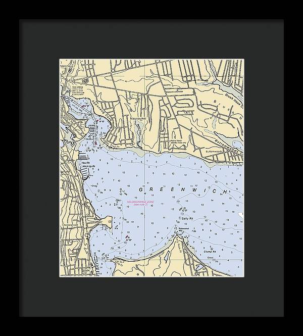 Apponaug-rhode Island Nautical Chart - Framed Print