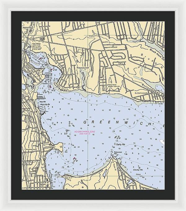 Apponaug-rhode Island Nautical Chart - Framed Print