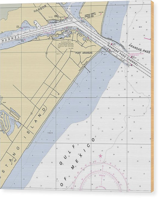 Aransas Pass-Texas Nautical Chart Wood Print