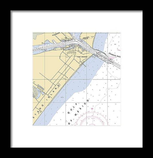 Aransas Pass-texas Nautical Chart - Framed Print