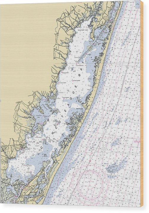 Assateague Island -Maryland Nautical Chart _V2 Wood Print