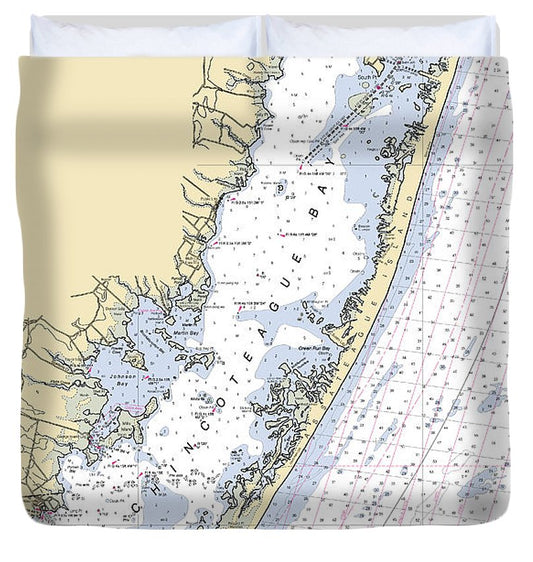 Assateague Island Virginia Nautical Chart Duvet Cover