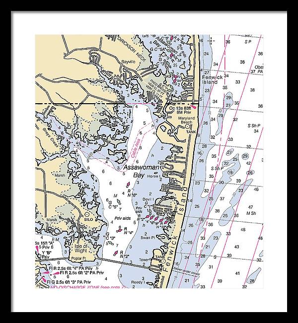Assawoman Bay-maryland Nautical Chart - Framed Print