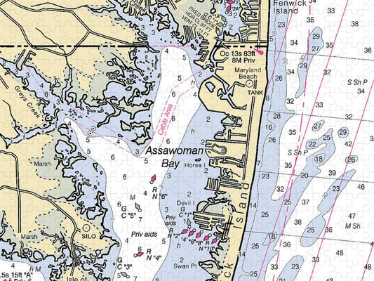 Assawoman Bay Maryland Nautical Chart Puzzle