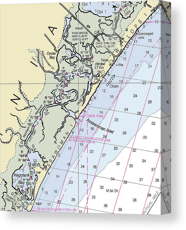 Assawoman Inlet Virginia Nautical Chart Canvas Print