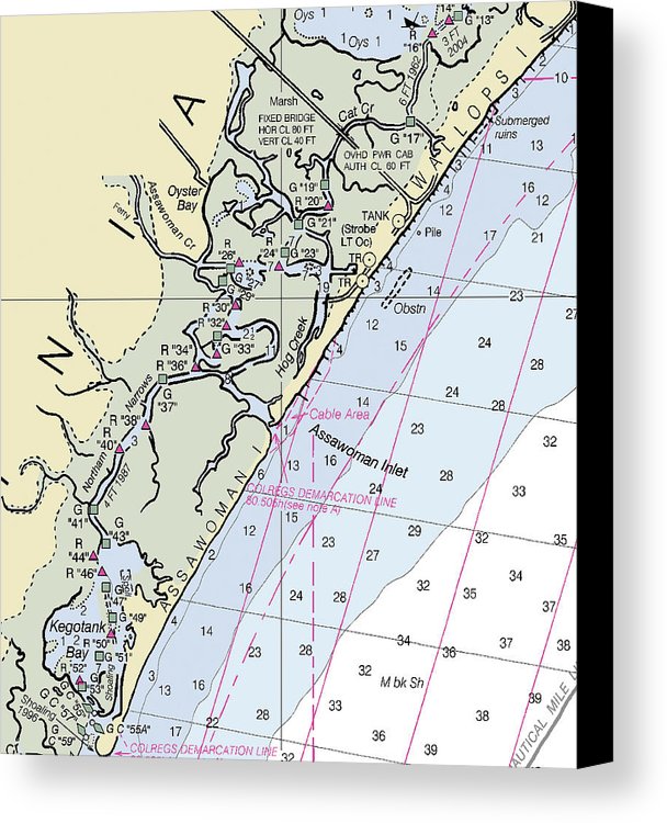 Assawoman Inlet Virginia Nautical Chart - Canvas Print