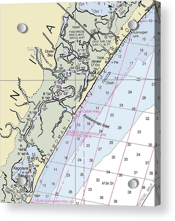Assawoman Inlet Virginia Nautical Chart - Acrylic Print