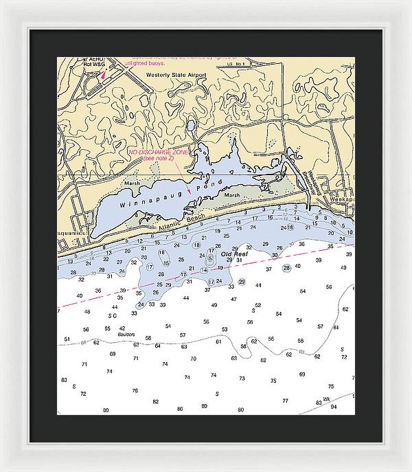 Atlantic Beach-rhode Island Nautical Chart - Framed Print