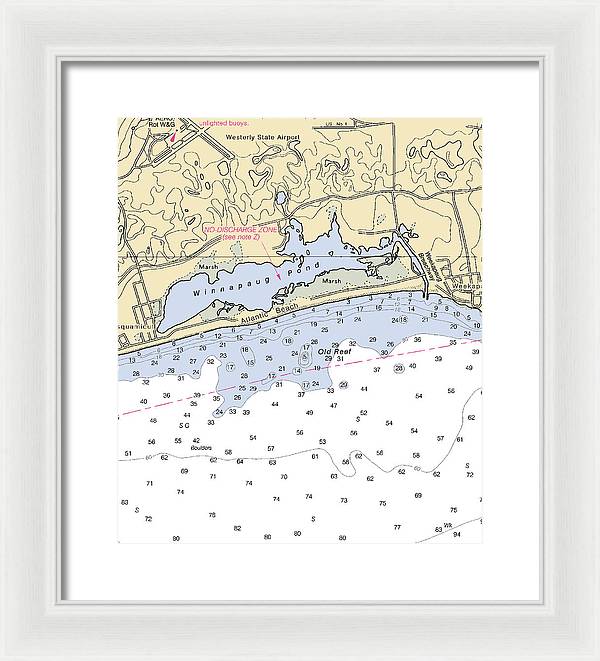 Atlantic Beach-rhode Island Nautical Chart - Framed Print