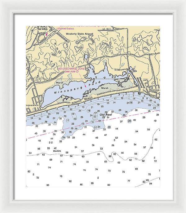 Atlantic Beach-rhode Island Nautical Chart - Framed Print