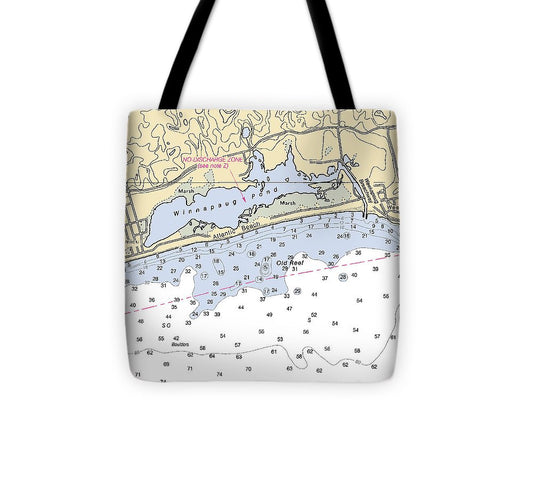 Atlantic Beach Rhode Island Nautical Chart Tote Bag