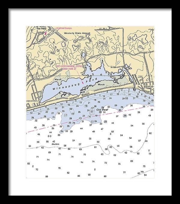 Atlantic Beach-rhode Island Nautical Chart - Framed Print