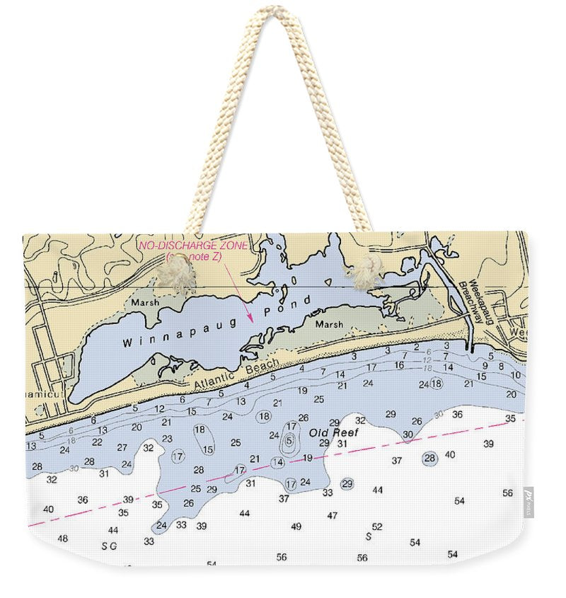 Atlantic Beach-rhode Island Nautical Chart - Weekender Tote Bag