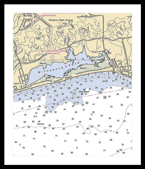 Atlantic Beach-rhode Island Nautical Chart - Framed Print