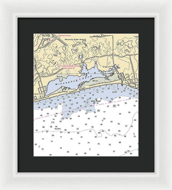 Atlantic Beach-rhode Island Nautical Chart - Framed Print