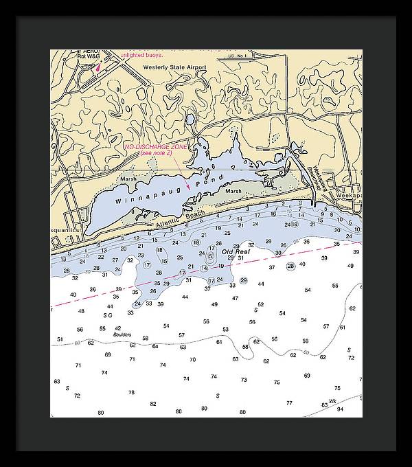 Atlantic Beach-rhode Island Nautical Chart - Framed Print