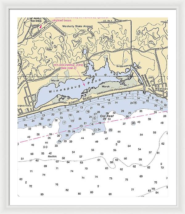 Atlantic Beach-rhode Island Nautical Chart - Framed Print