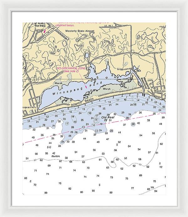 Atlantic Beach-rhode Island Nautical Chart - Framed Print