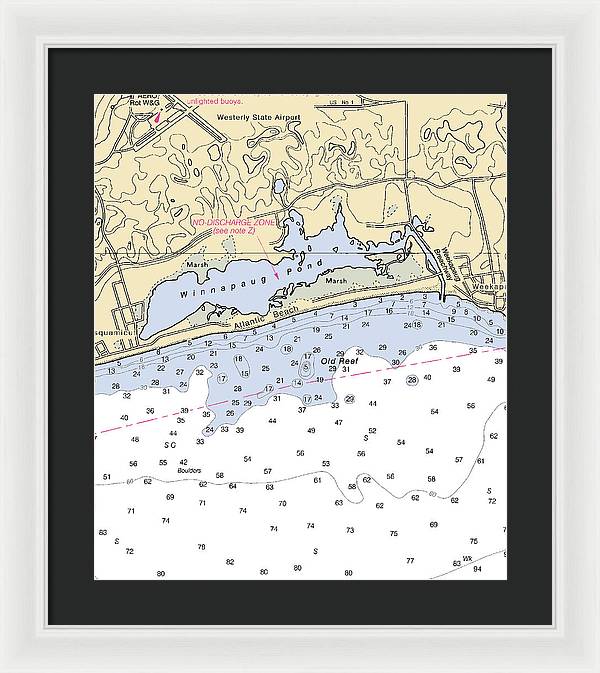 Atlantic Beach-rhode Island Nautical Chart - Framed Print