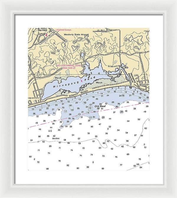 Atlantic Beach-rhode Island Nautical Chart - Framed Print