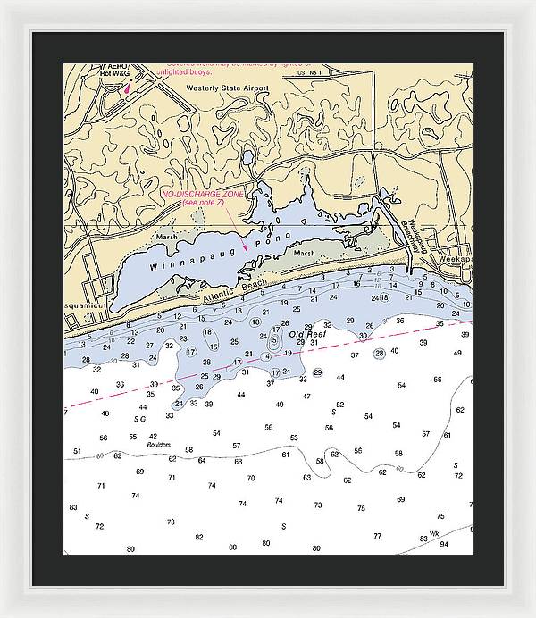 Atlantic Beach-rhode Island Nautical Chart - Framed Print