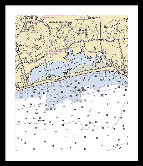 Atlantic Beach-rhode Island Nautical Chart - Framed Print