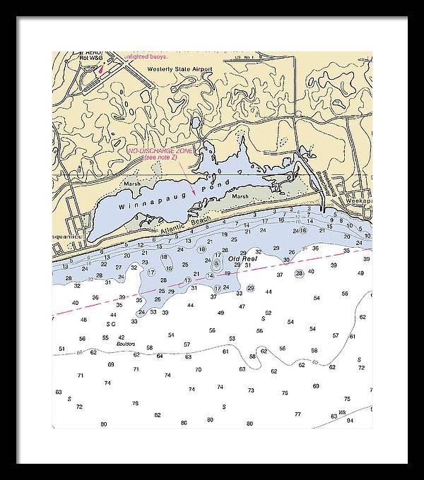 Atlantic Beach-rhode Island Nautical Chart - Framed Print