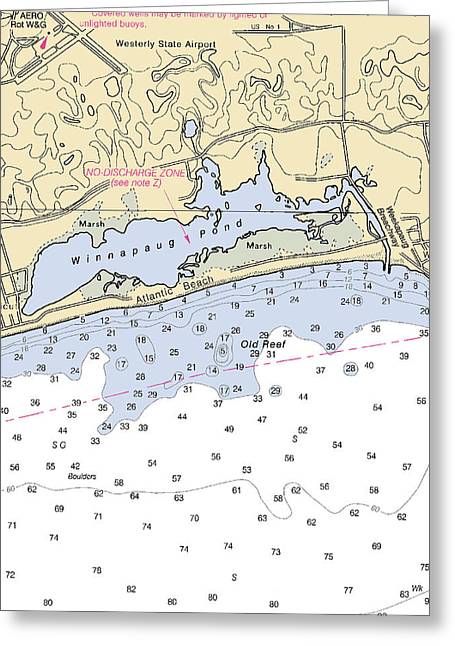 Atlantic Beach -rhode Island Nautical Chart _v2 - Greeting Card