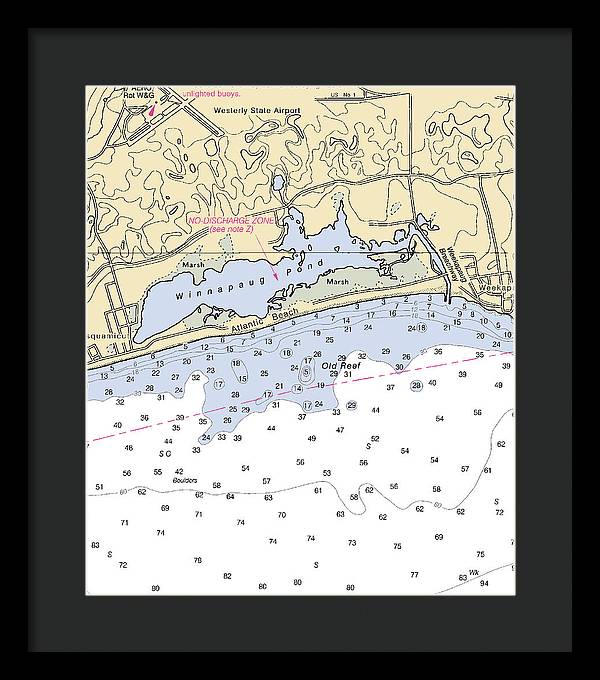 Atlantic Beach -rhode Island Nautical Chart _v2 - Framed Print