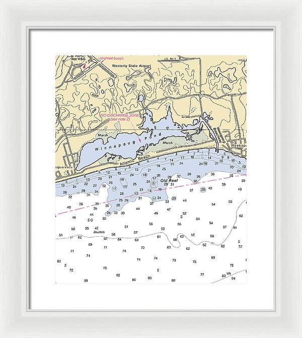 Atlantic Beach -rhode Island Nautical Chart _v2 - Framed Print