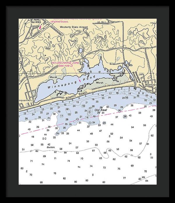 Atlantic Beach -rhode Island Nautical Chart _v2 - Framed Print