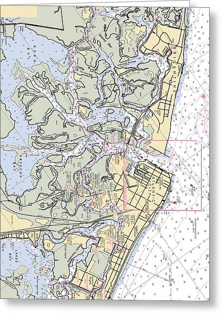 Atlantic City & Brigantine-new Jersey Nautical Chart - Greeting Card