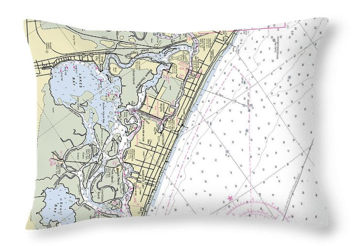 Atlantic City New Jersey Nautical Chart - Throw Pillow